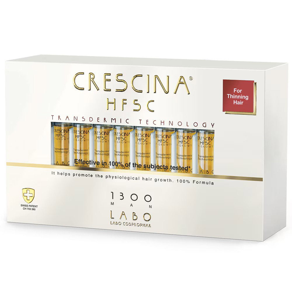 Labo Crescina Transdermic HFSC 1300 Ampullit hiustenkasvun stimulointiin Päänahan hoitoseerumi miehille 20 kappaletta 3,5 ml