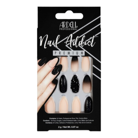 Ardell Nail Addict Black Stud & Pink Ombre tekokynnet - 24 kpl - 24 kpl