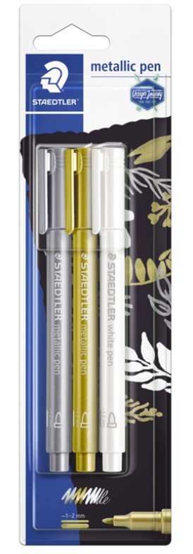 Staedtler Metal.pen gold.silver& Valkoinen pen BC