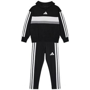 ADIDAS SPORTSWEAR Treenipuku 'SEASONAL ESSENTIALS TIBERIO 3 STRIPES FLEECE LEGGINGS' harmaa / musta / valkoinen