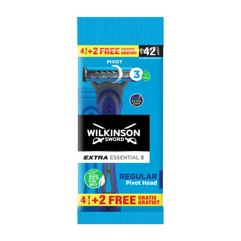 Wilkinson Wilkinson Extra Essential 3 Regular Pivot -höylä 4+2 kappaletta