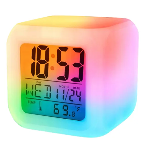 Herätyskello Värinvaihtuvalla LCD-Näytöllä ja Lämpötilanäytöllä