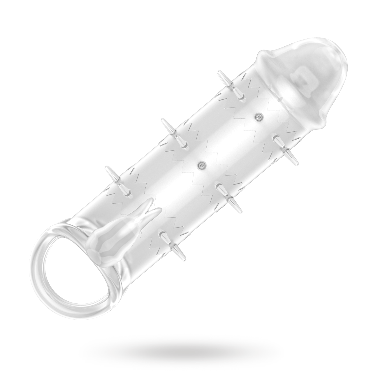 Penis Sleeve With Rabbit And Spikes Clear Penis sleeve