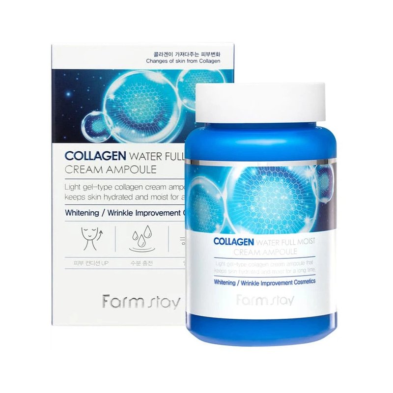 Kollageenia sisältävä kosteuttava seerumikreem FarmStay Collagen Water Full Moist Cream Ampoule 250 ml