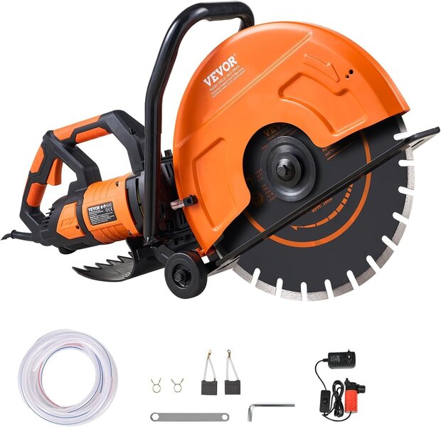 VEVOR 16"/40.6 cm Electric Concrete Saw Wet/Dry Saw Cutter with Water Pump and Blade