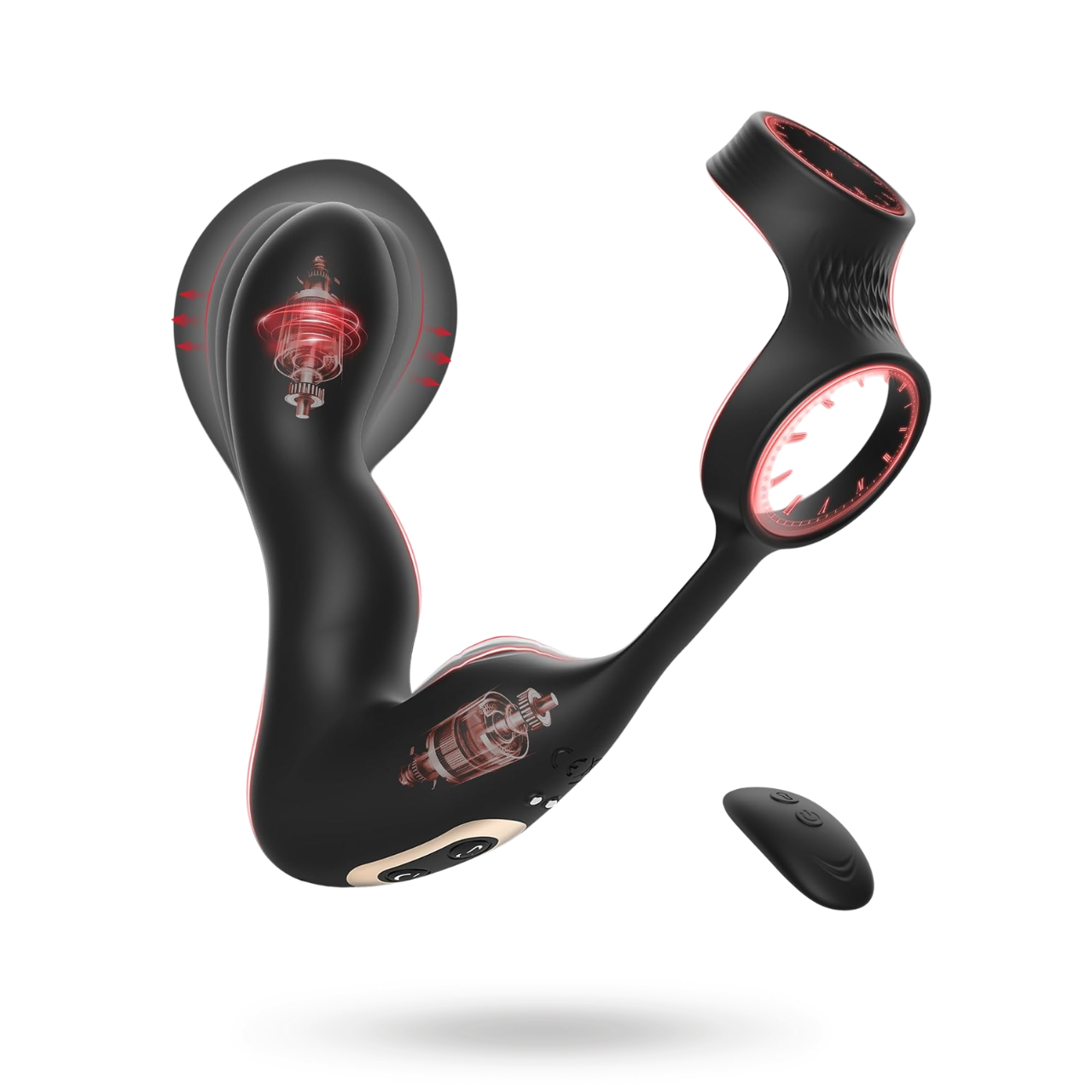 Inflatable Vibrating Prostate Massager Eturauhasvibraattori penisrenkaalla