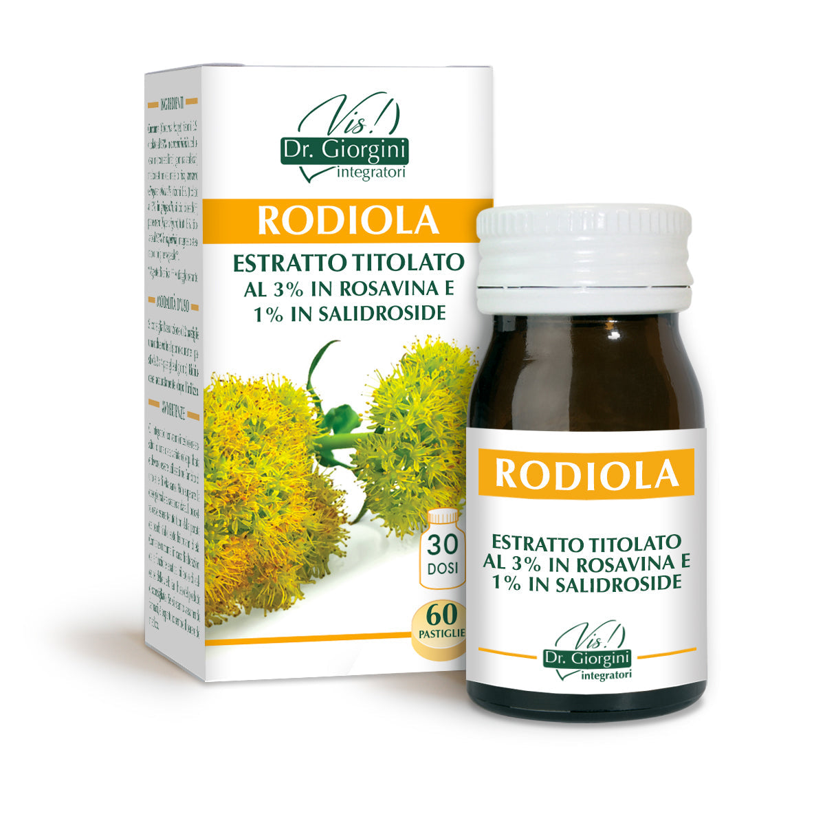 Dr Giorgini Rhodiola-titrattu uute 60 tablettia à 500 mg - 30 g