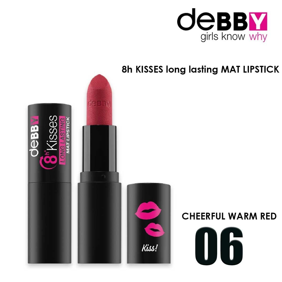 Debby pitkäkestoinen mattahuulipuna 8h kisses 06 cheerful warm red