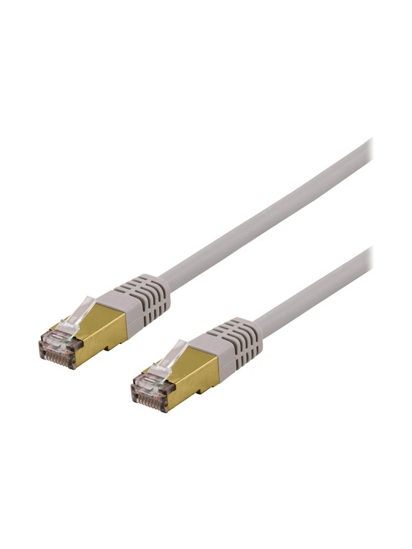 DELTACO S/FTP Cat6a laitekaapeli, Delta-sert., LSZH, 0,5m, harmaa