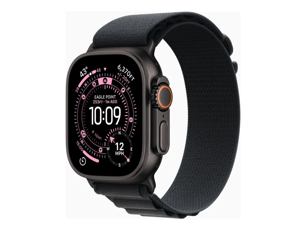 Apple Watch Ultra 3 GPS + Cellular 49mm Black Titanium Case with Black Alpine Loop - Medium