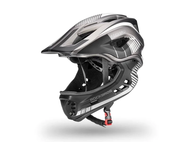 Rockbros TT-32SBTG-M children's bicycle helmet with removable chinbar size M - gray