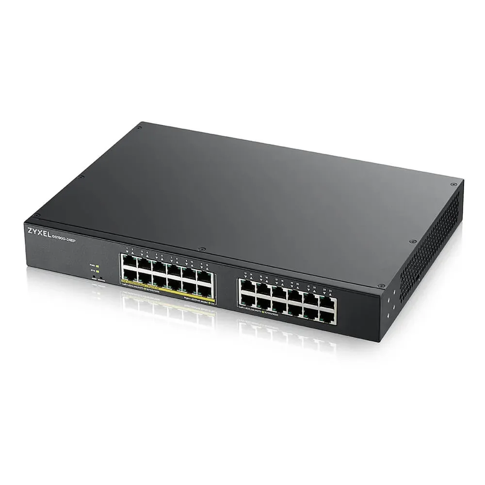 Zyxel GS1900-24EP - 24-porttinen hallittava Gigabit Ethernet -kytkin, musta