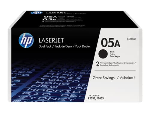 HP 05A-laservärikasettipakkaus, musta, 2 kpl