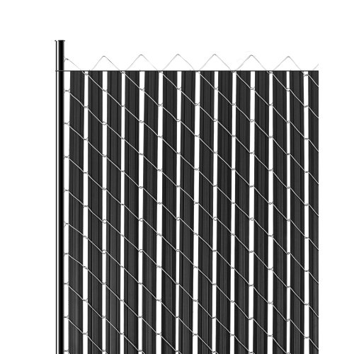 VEVOR Bottom Locking Privacy Slats, Double-Wall Vertical Bottom-Locking Slats with Wings for Chain-Link Fence, High-Density HDPE Chain Link Slats Ideally Fit 6' High Fence for Garden and Farm(Black)