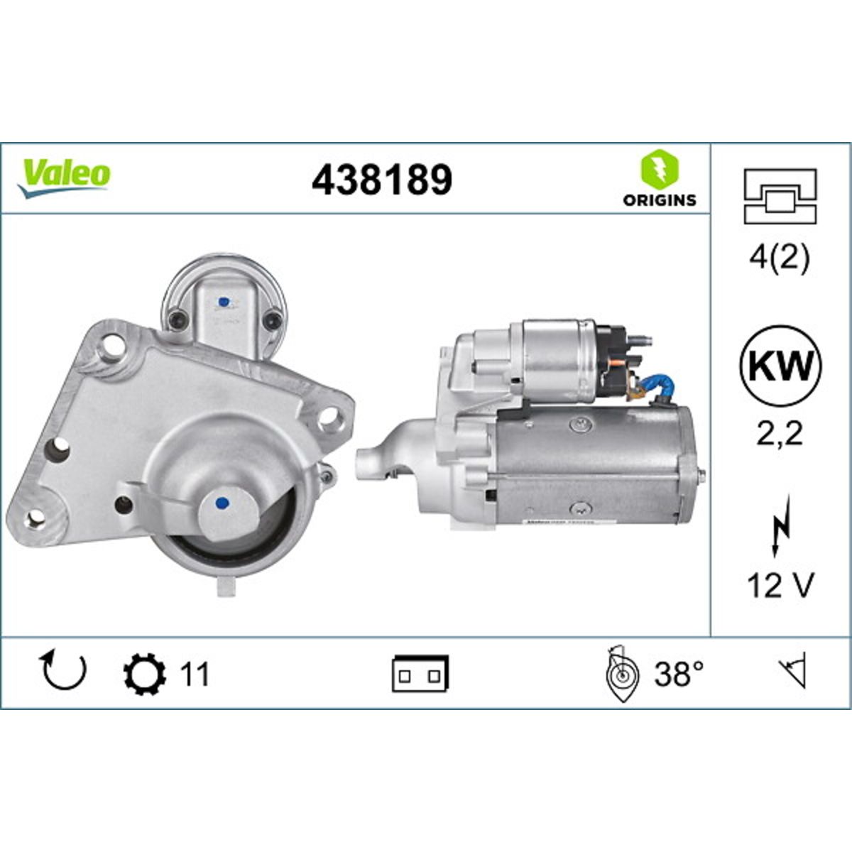 Käynnistysmoottori VALEO 438189
