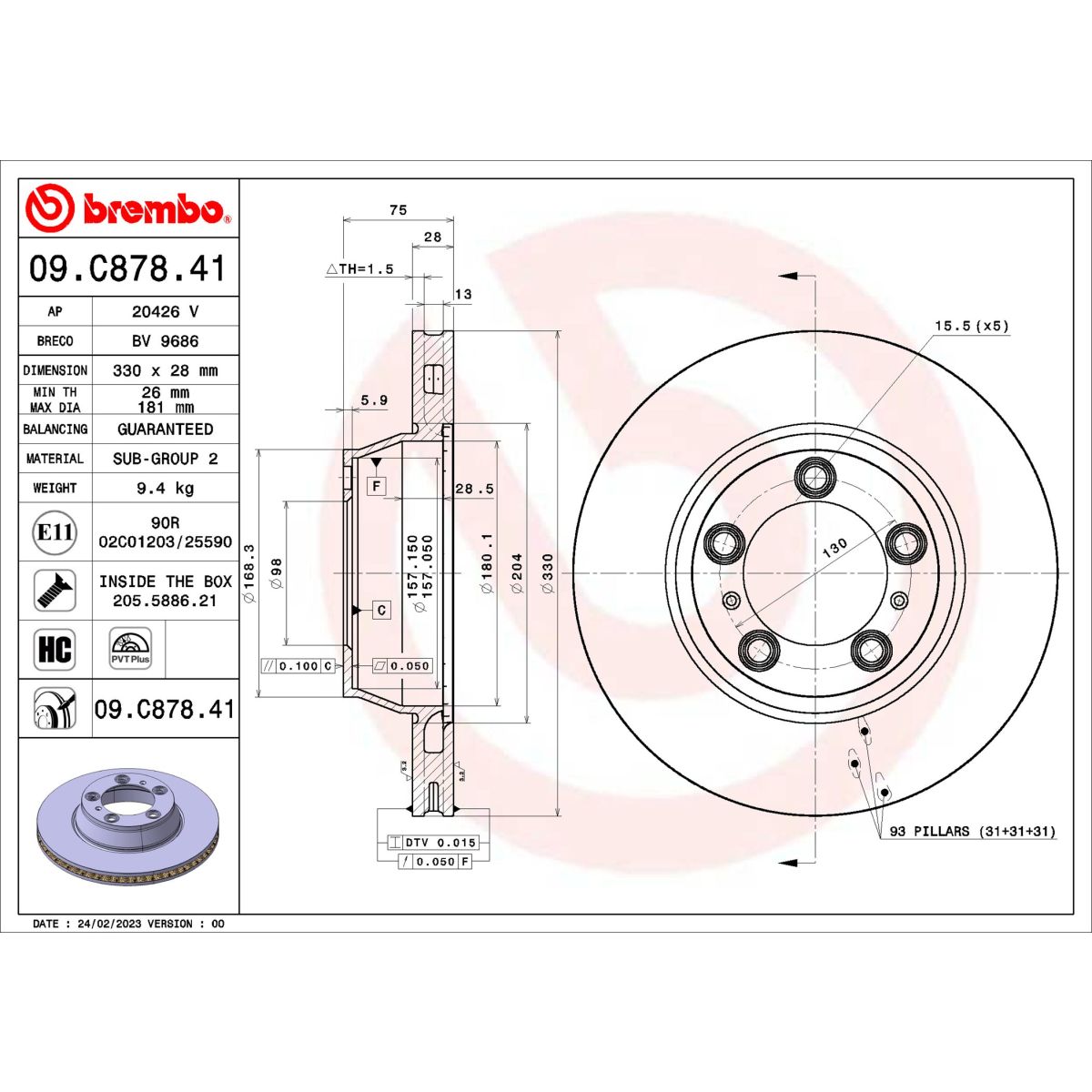 Jarrulevy BREMBO 09.C878.41