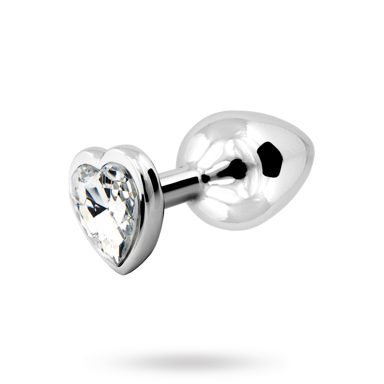 Loving Heart Butt Plug Silver/Clear Medium Anaalitappi metallia