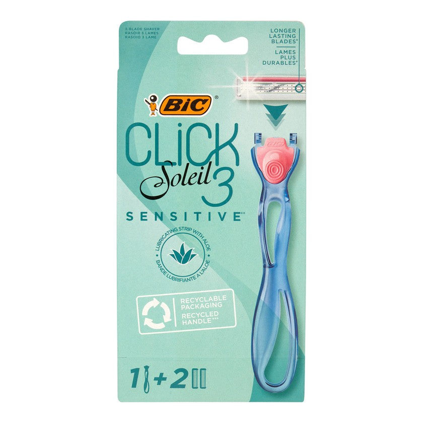 Bic Dep.Click3 Soleil -järjestelmä, varsi + 2 vaihtoterää