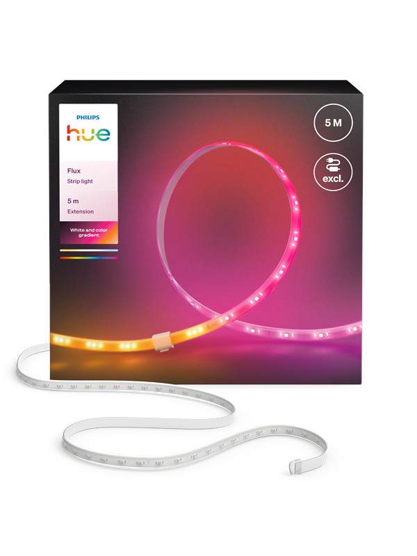 Philips Flux valonauhan jatko-osa 5 m, Älyvalonauha, Bluetooth/Zigbee, Valkoinen, Silikoni, Multi, 48 W