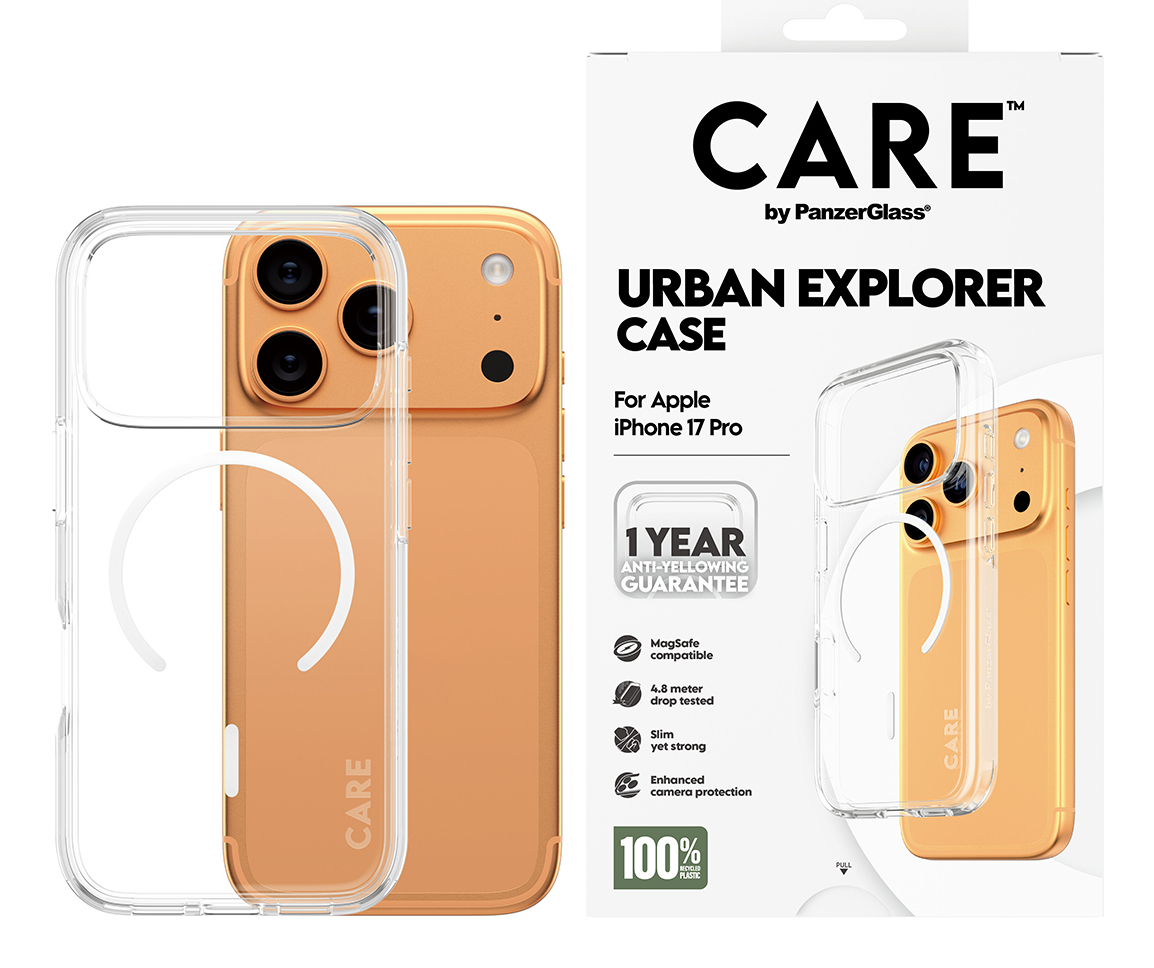 CARE by PanzerGlass Flagship Case Transparent Urban Explorer w. White MagSafe iPhone 17 Pro