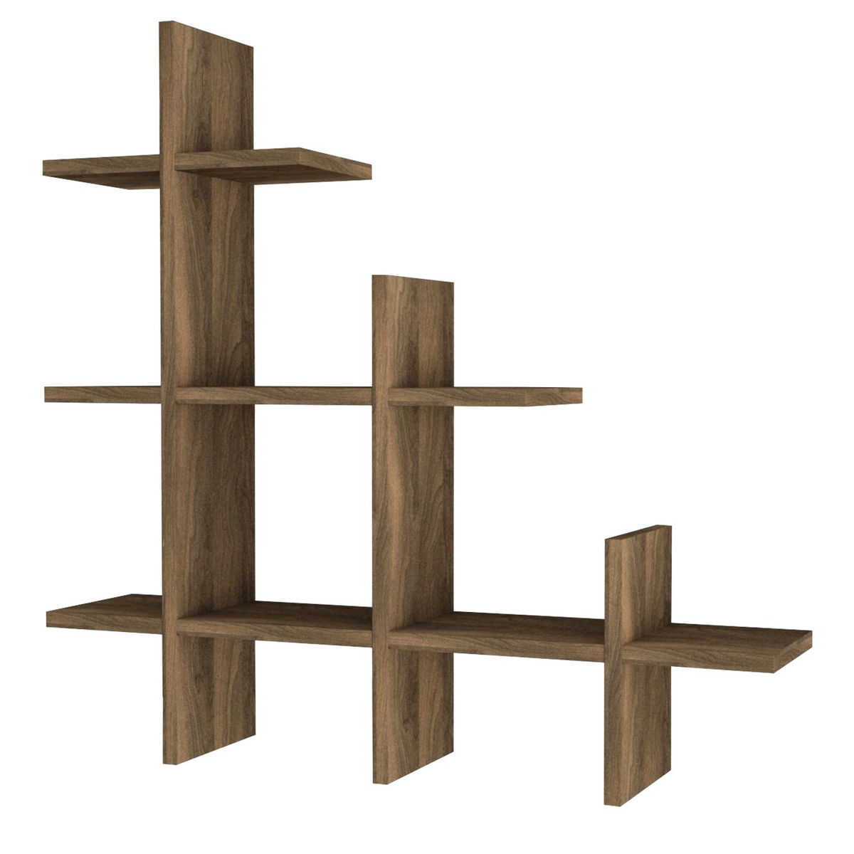 Norda Design Moderni pähkinäpuinen seinähylly, 76,4 x 80 x 18 cm | 100 % melamiinipinnoitettu, 18 mm paksu | Tyylikäs säilytysratkaisu