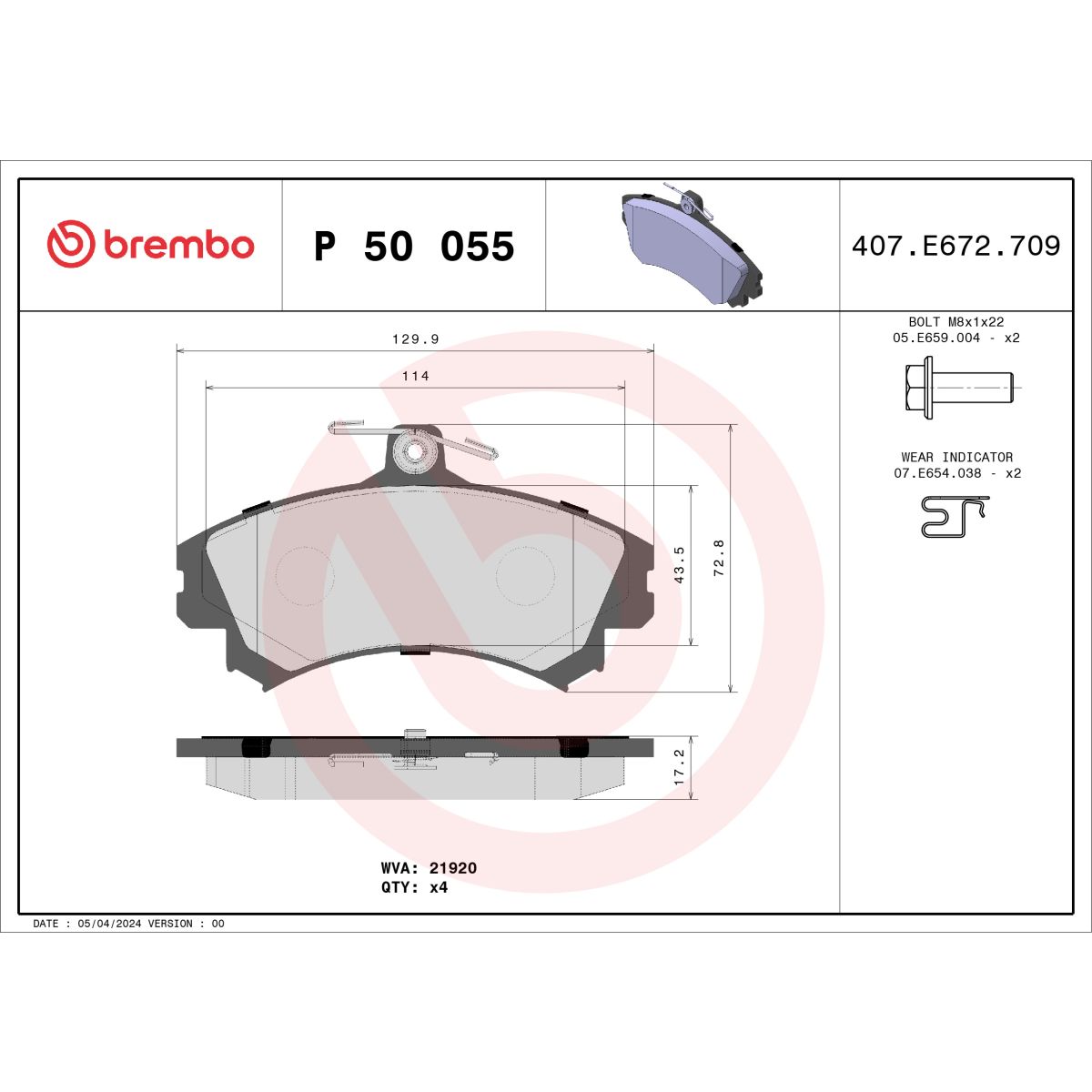 Jarrupalat, levyjarru BREMBO P 50 055
