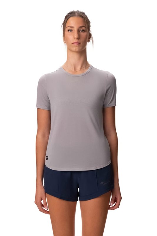 Saucony Stopwatch Short Sleeve Light Grey Heather - S