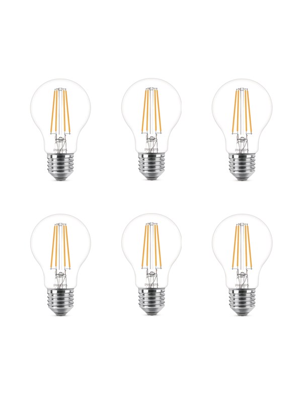 Philips Hehkulankalamppu, kirkas 60 W A60 E27 x6, 7 W, 60 W, E27, 850 lm, 15000 h, Viileä valkoinen