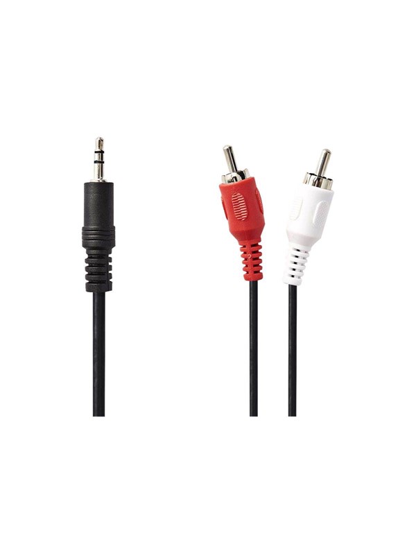 Nedis Stereoäänikaapeli | 3.5 mm uros | 2x RCA uros | Niklattu | 5.00 m | Pyöreä | Musta | Laatikko
