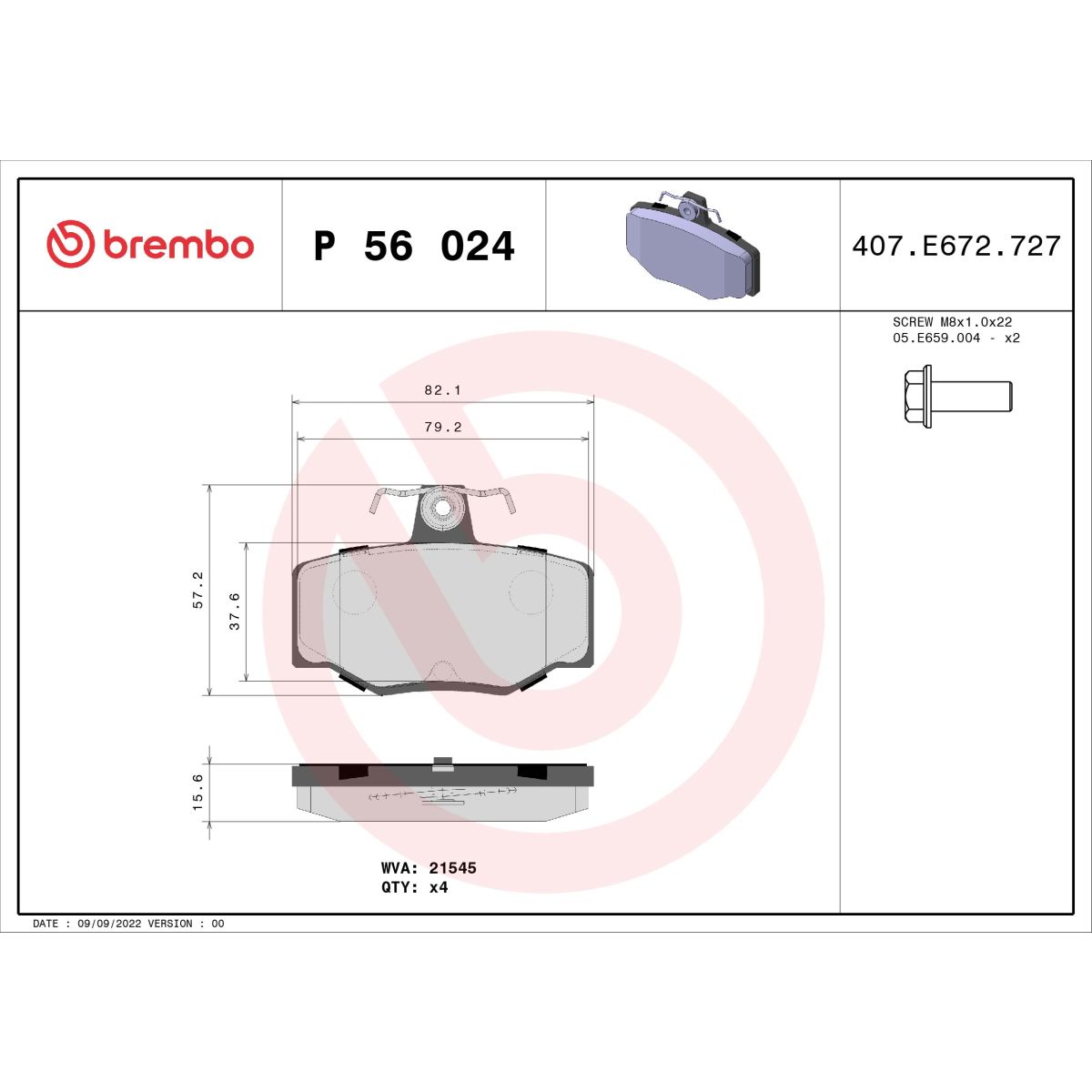 Jarrupalat, levyjarru BREMBO P 56 024