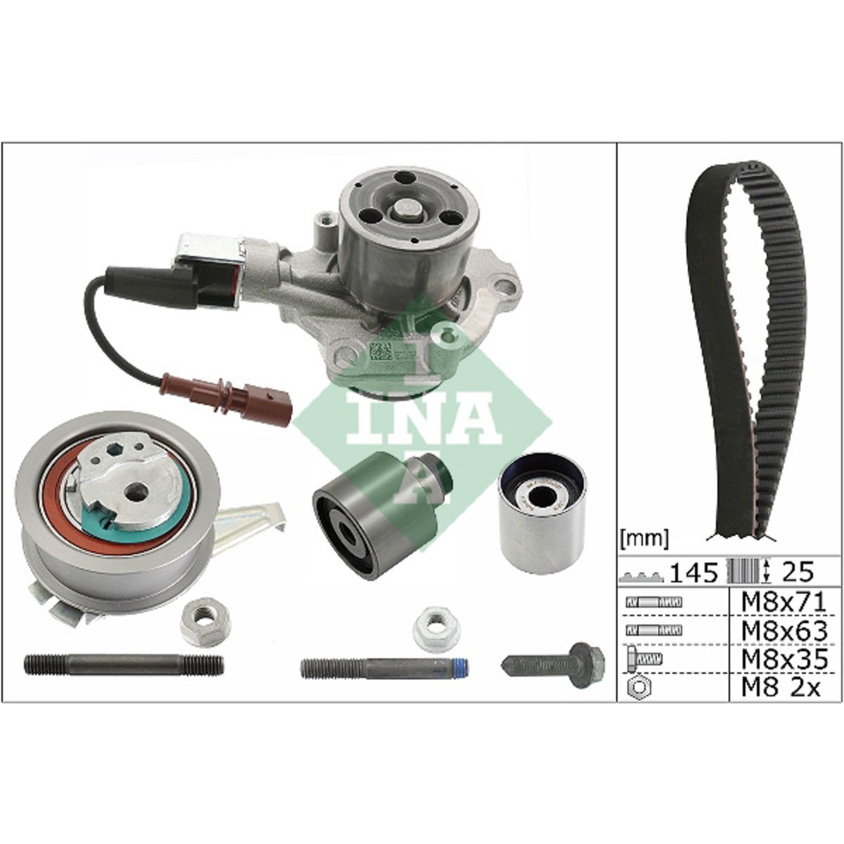 Vesipumppu + jakohihnasarja INA 530 0699 30