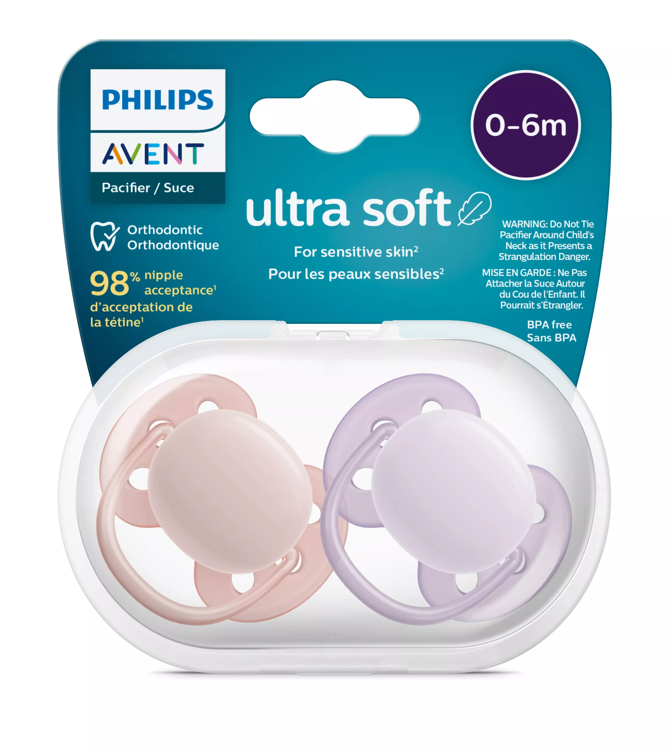 Philips Avent Ultra Soft 0–6 kk Boy Baby Pink & Purple -väriset Tutit – 2 kpl