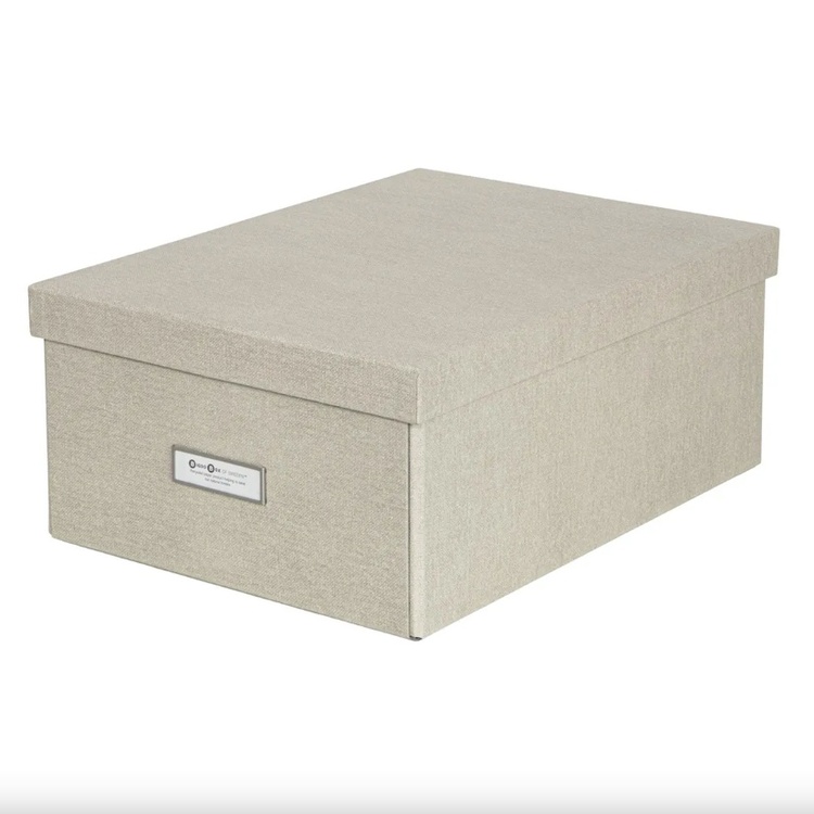 Säilytyslaatikko etikettipidikkeellä, Katia canvas, Bigso, Beige