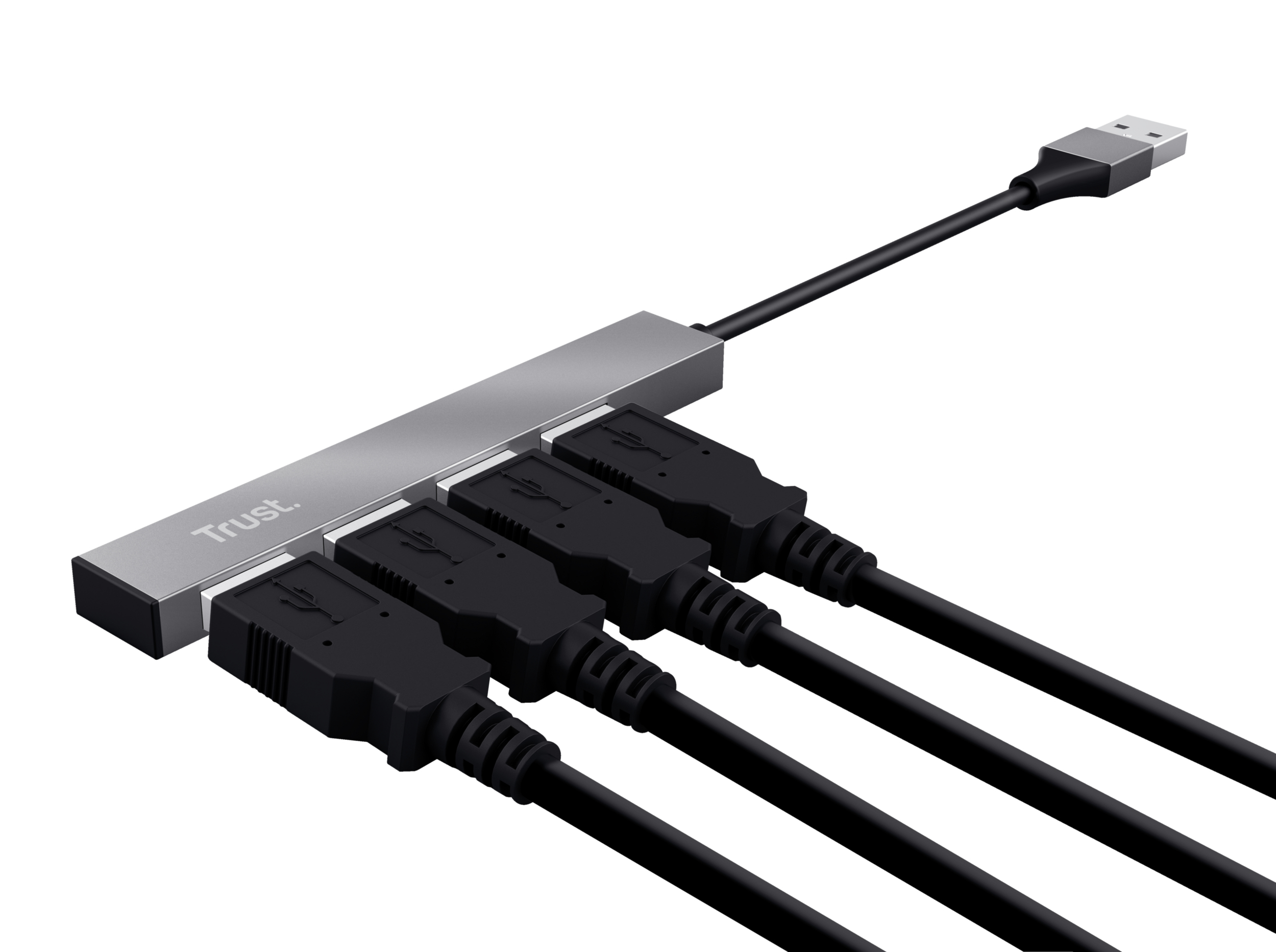 Trust Halyx Alumiini 4-porttinen Mini USB-hubi USB hub - 4 porttia - Musta