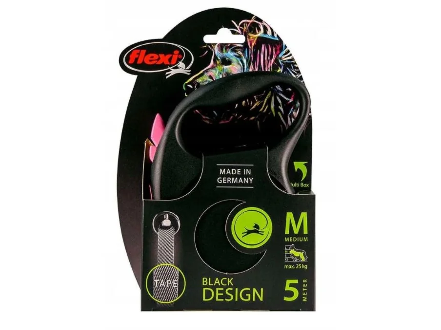 Joustava automaattinen kaulanauha Black Design M, 5 m, vaaleanpunainen