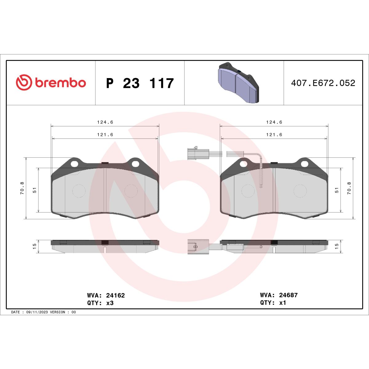 Jarrupalat, levyjarru BREMBO P 23 117