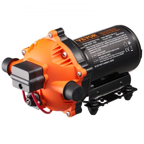VEVOR 12V Diaphragm Pump 5 GPM (18.93 L/min) 5-Chamber 12Volt DC Water Pump, for RV Yacht Food Truck Camper Marine, with Automatic Pressure Switch 40-100 PSI Adjustable, 1/2 in MNPT Inlet/Outlet Size