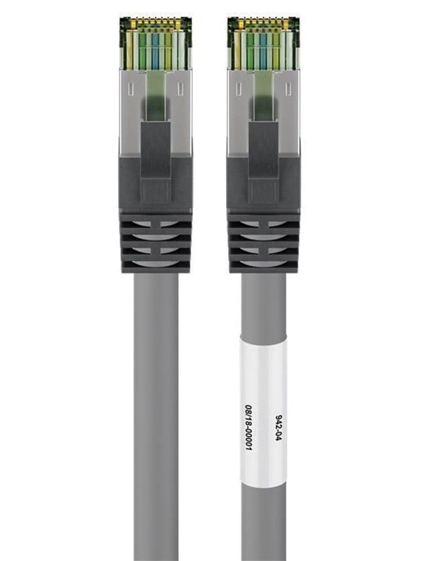 Goobay RJ45 (CAT 6A, 500 MHz) patchkabel med CAT 8.1 S/FTP rå kabel, grå 99,9 % syrefri kopparledare (OFC), AWG 24, halogenfri kabelhölje (LSZH)
