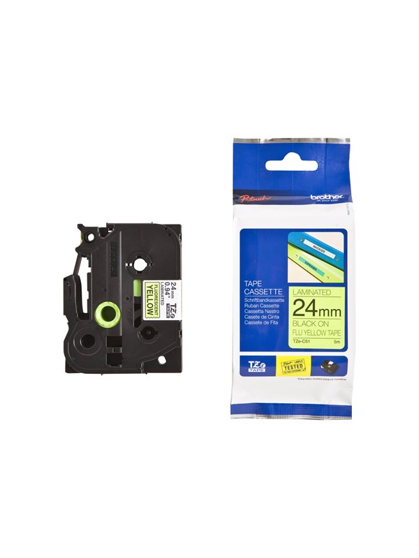 BROTHER TZEC51 tape cassette 24mm5m signal yellow black for P-touch 350 540 550 2400 2420 2450 2460 2480 2500 3600