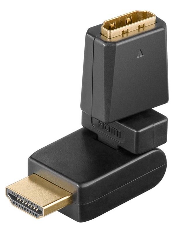 Goobay HDMITM-adapter 360°, Guldpläterad (4K @ 60 Hz) HDMITM-uttag (typ A) > HDMITM-kontakt (typ A); böjbar