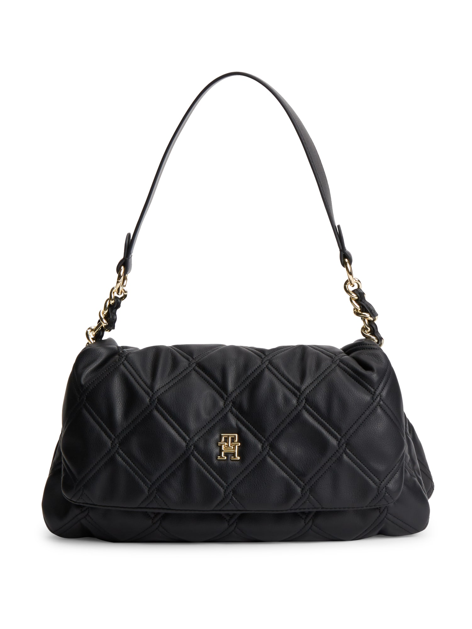 TOMMY HILFIGER Olkalaukku 'Quilted TH Monogram Shoulder'  musta