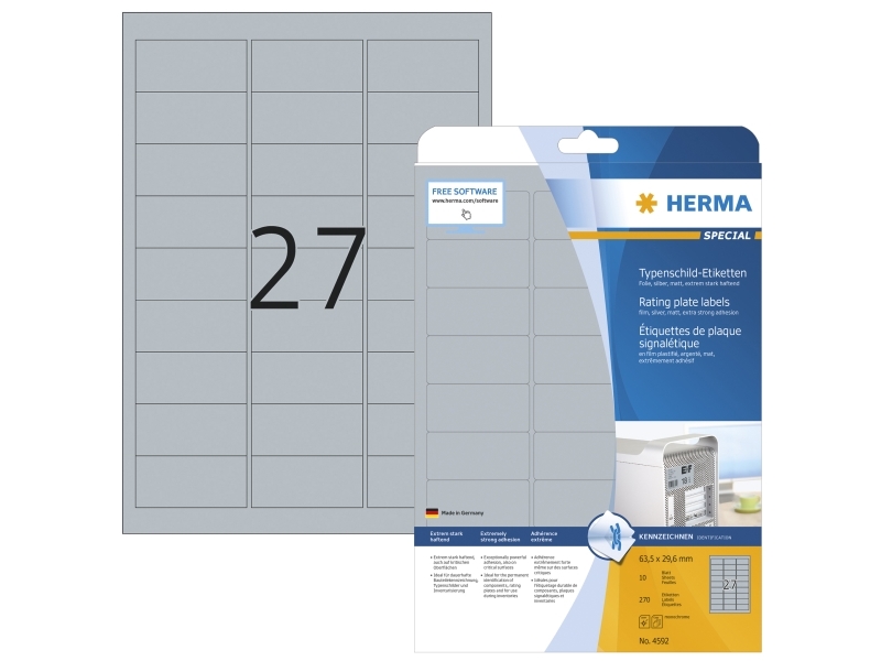 HERMA Rating plate labels Hopea A4 63.5 x 29.6 mm extremely strong adhesion weatherproof tearproof