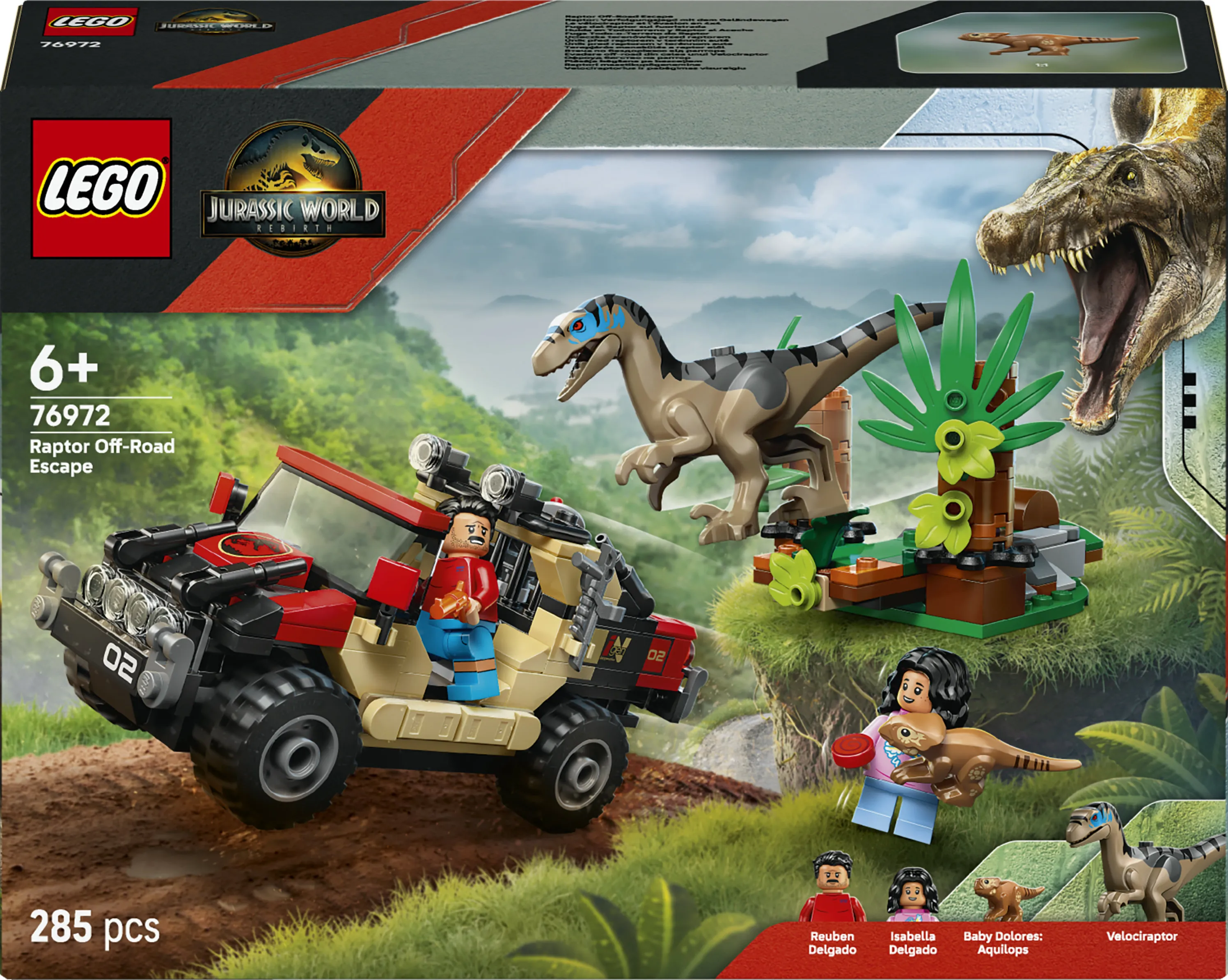 LEGO Jurassic World 76972 Raptor ja pako maastoautolla