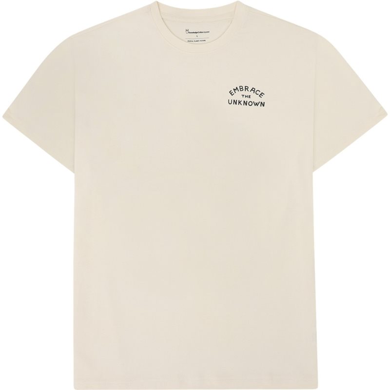 KnowledgeCotton Apparel Regenerative Organic Cotton Back Print T-Shirt Egret - M