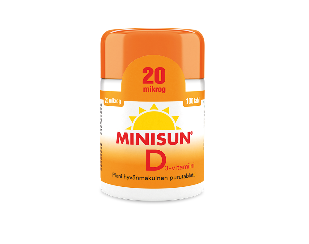 Minisun D-Vitamiini 20 mikrog 100 purutabl