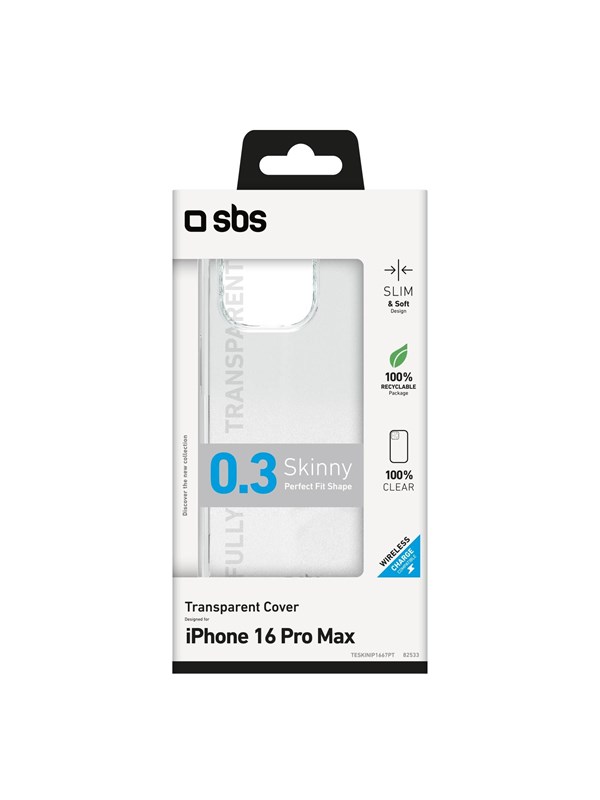 SBS TESKINIP1667PT, Suojus, Apple, iPhone 16 Pro Max, 17,5 cm (6.9), Läpinäkyvä