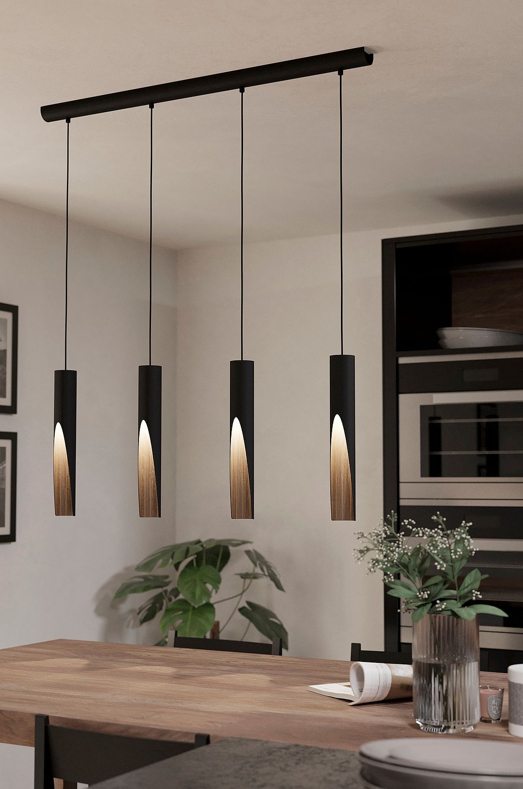 EGLO BARBOTTO long table pendant black/wood