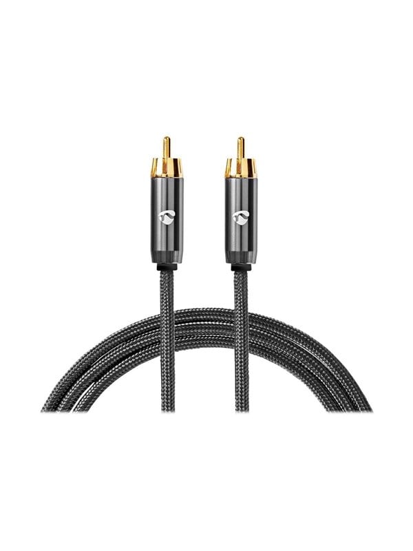 Nedis Subwoofer Kaapeli | RCA Uros | RCA Uros | Kullattu | 5.00 m | Pyöreä | 4.5 mm | Antrasiitti / Gun Metal Harmaa | Laatikko kannella ja ikkunalla
