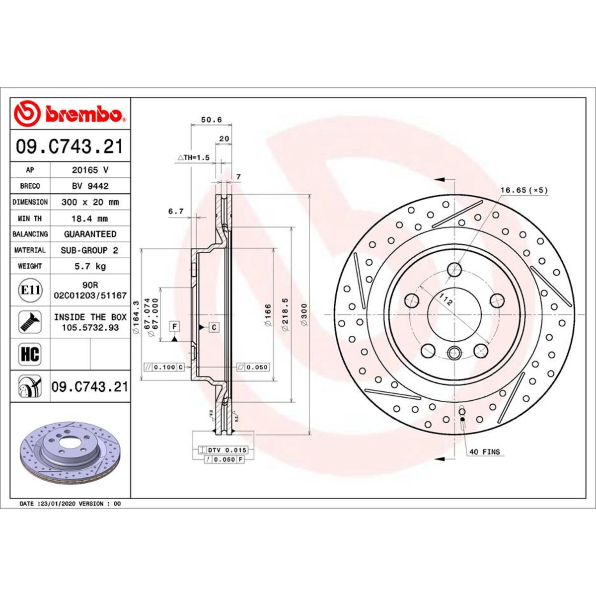Jarrulevy BREMBO 09.C743.21