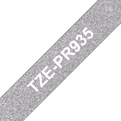 Brother Tape 12mm Tze-pr935 Valkoinen/kimaltava Hopea